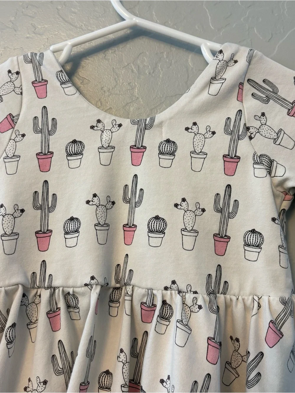 Monica + Andy white black pink cactus print let's dance dress size 12-18 months